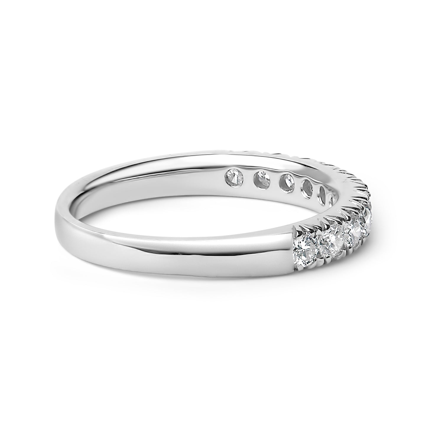 14K White Gold 1/2 Cttw Round Diamond 11 Stone Classic Band Bids.com