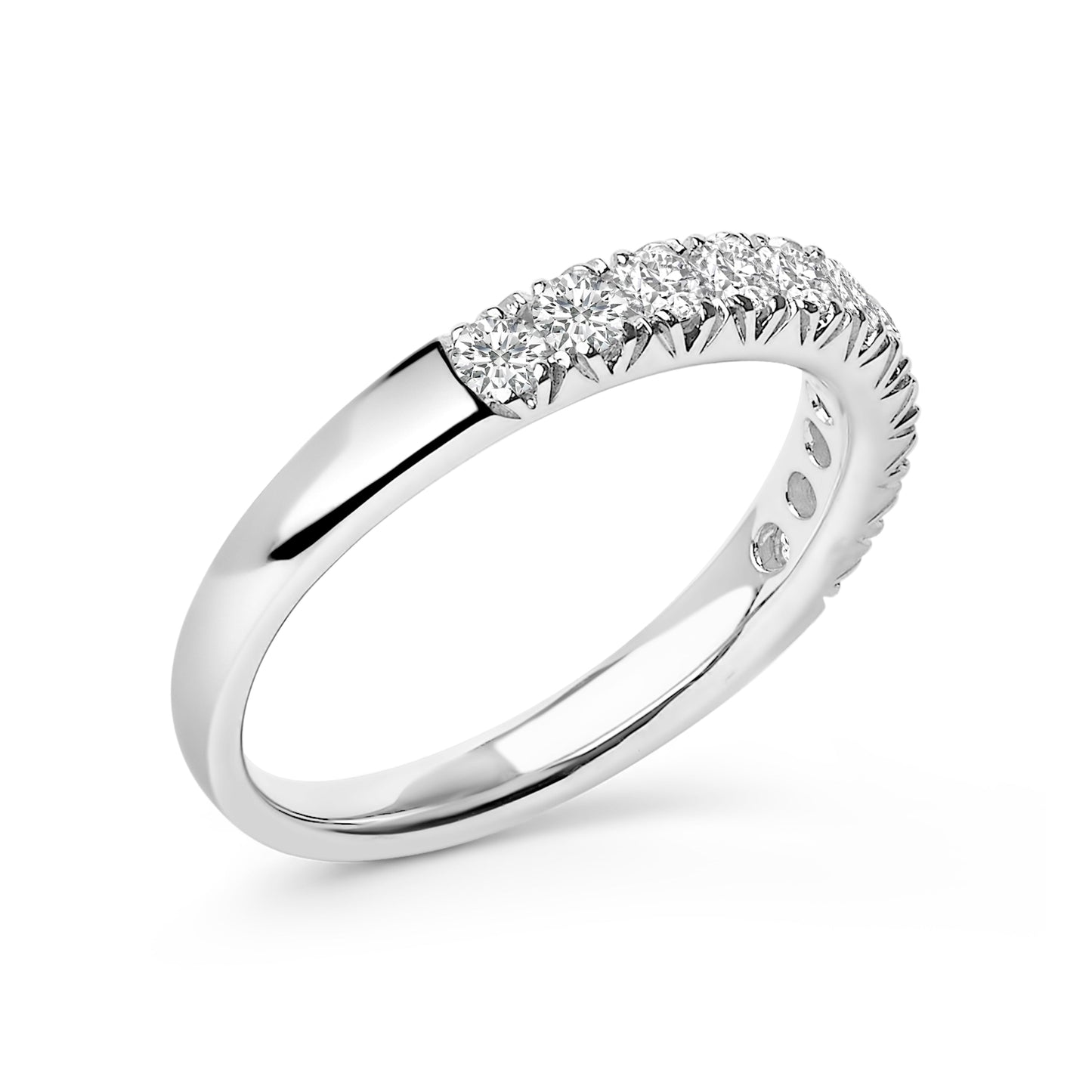 14K White Gold 1/2 Cttw Round Diamond 11 Stone Classic Band Bids.com