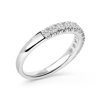 14K White Gold 1/2 Cttw Round Diamond 11 Stone Classic Band Bids.com