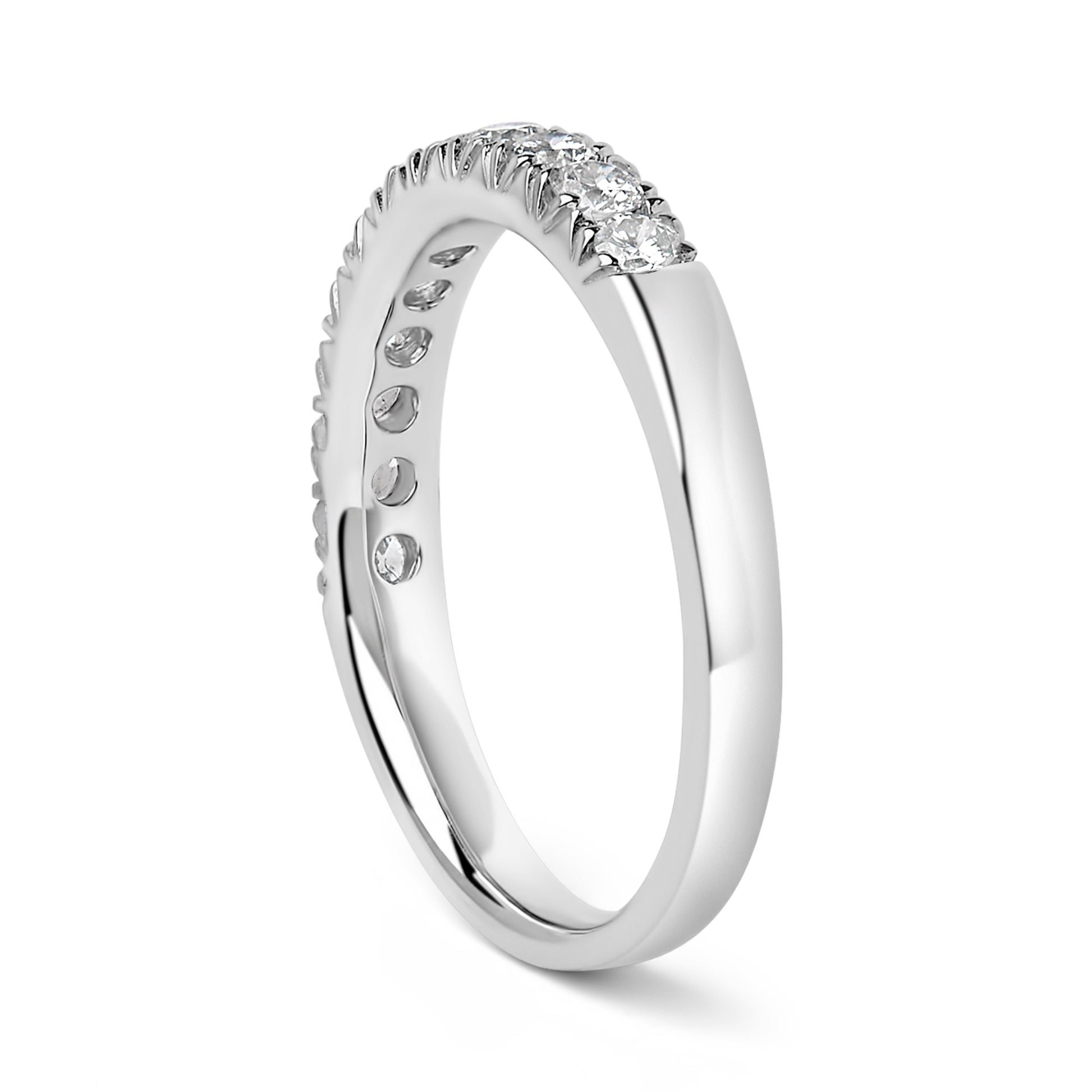 14K White Gold 1/2 Cttw Round Diamond 11 Stone Classic Band Bids.com