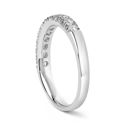 14K White Gold 1/2 Cttw Round Diamond 11 Stone Classic Band Bids.com