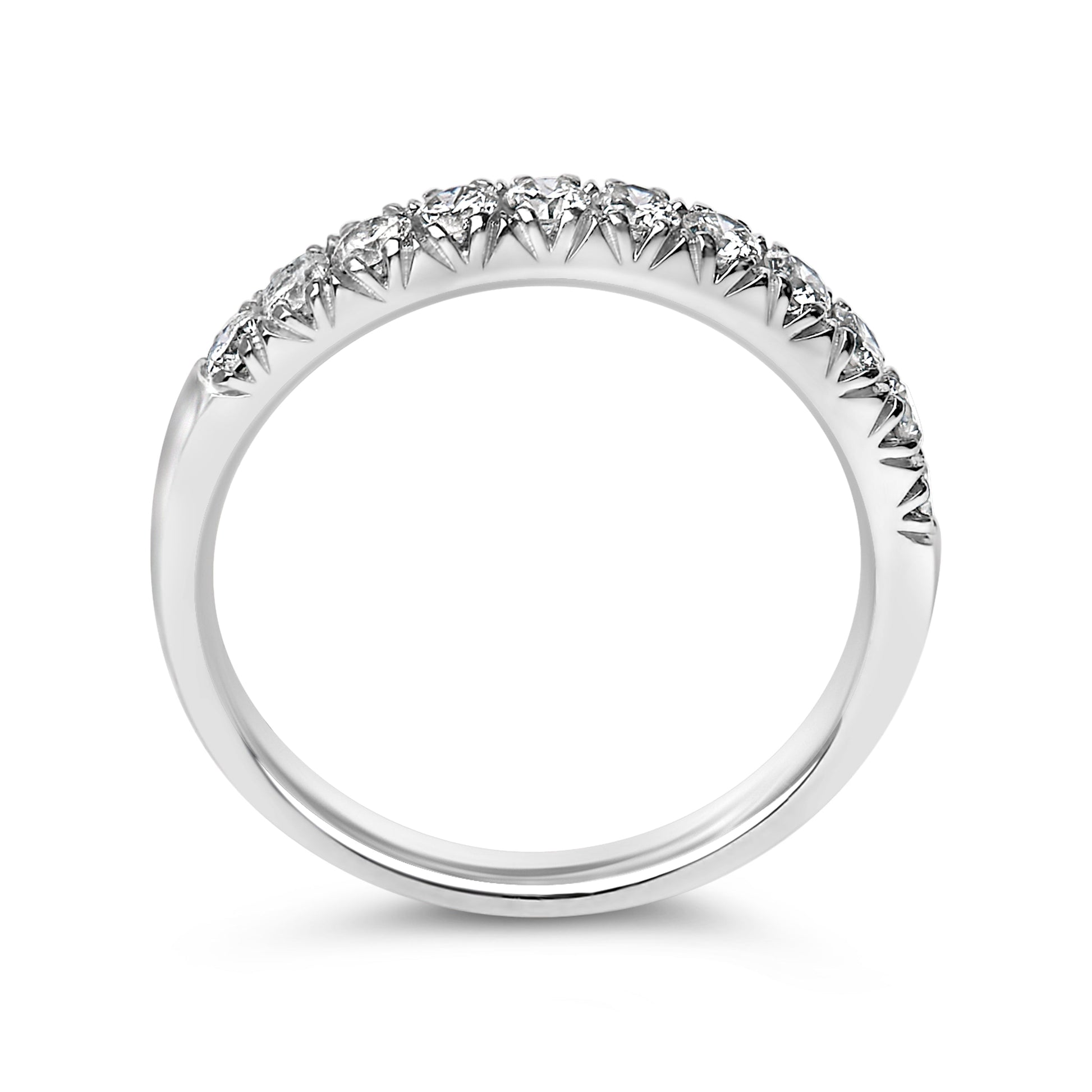 14K White Gold 1/2 Cttw Round Diamond 11 Stone Classic Band Bids.com
