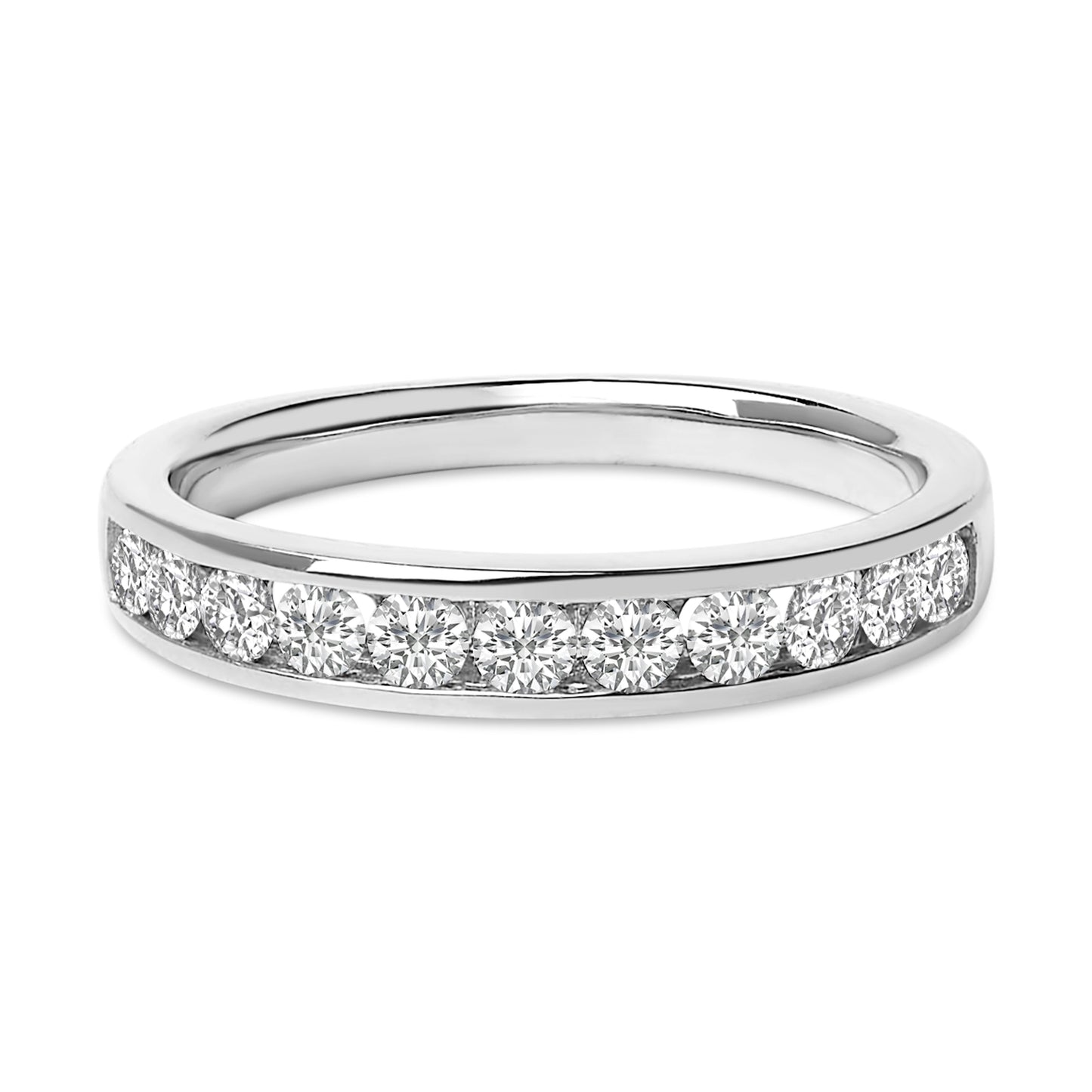 14K Yellow Gold 1/2 Cttw Round Diamond 11 Stone Channel Set Band Bids.com