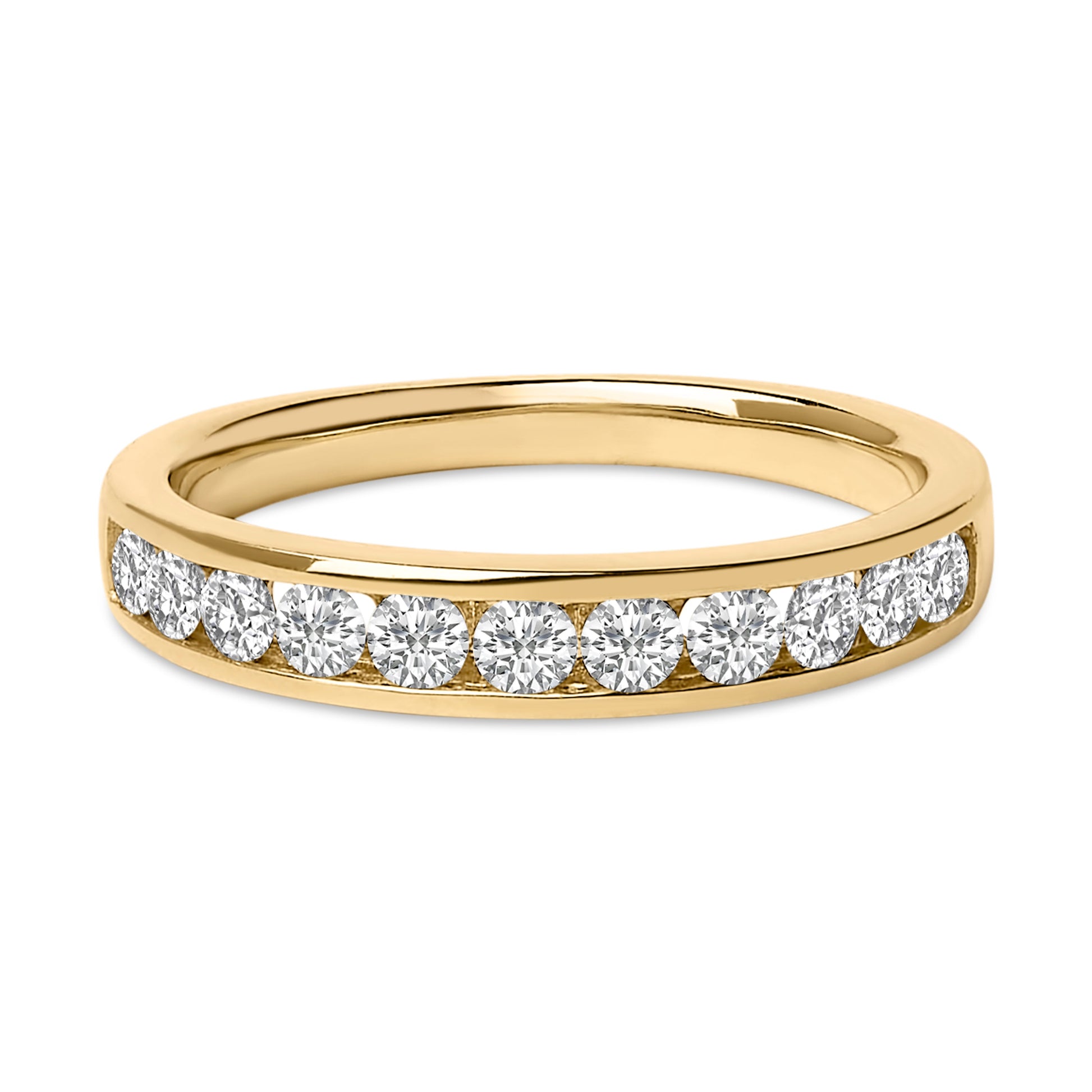 14K Yellow Gold 1/2 Cttw Round Diamond 11 Stone Channel Set Band Bids.com