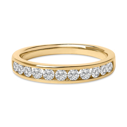 14K Yellow Gold 1/2 Cttw Round Diamond 11 Stone Channel Set Band Bids.com