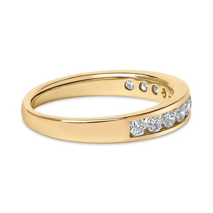 14K Yellow Gold 1/2 Cttw Round Diamond 11 Stone Channel Set Band Bids.com