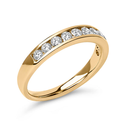 14K Yellow Gold 1/2 Cttw Round Diamond 11 Stone Channel Set Band Bids.com