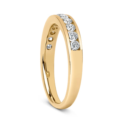 14K Yellow Gold 1/2 Cttw Round Diamond 11 Stone Channel Set Band Bids.com