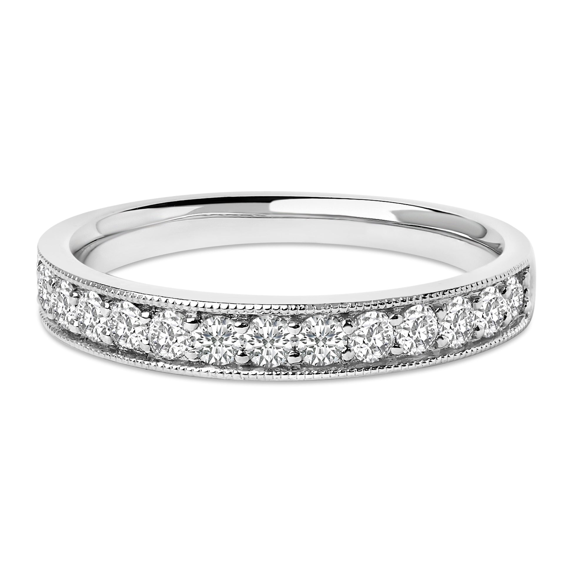 14K Yellow Gold 1/2 Cttw Round Diamond Milgrain Wedding Band Bids.com