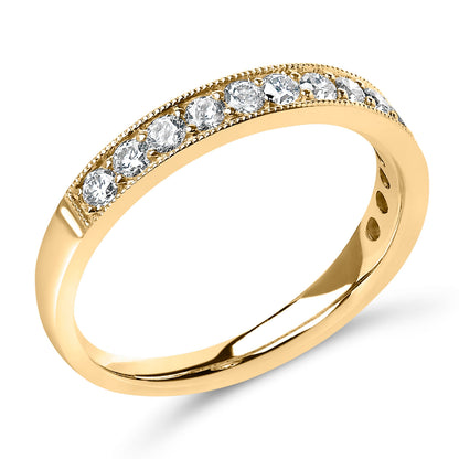 14K Yellow Gold 1/2 Cttw Round Diamond Milgrain Wedding Band Bids.com