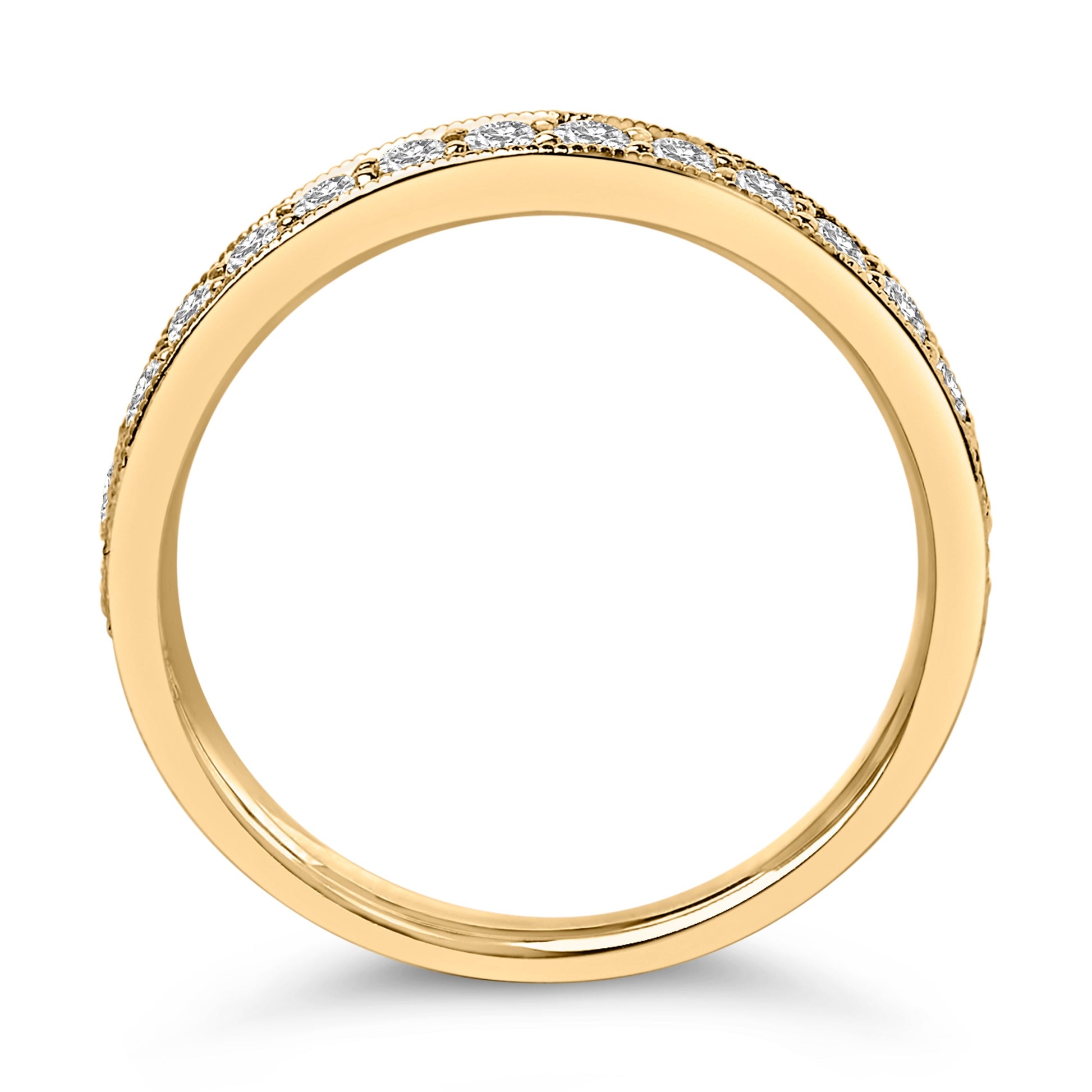 14K Yellow Gold 1/2 Cttw Round Diamond Milgrain Wedding Band Bids.com