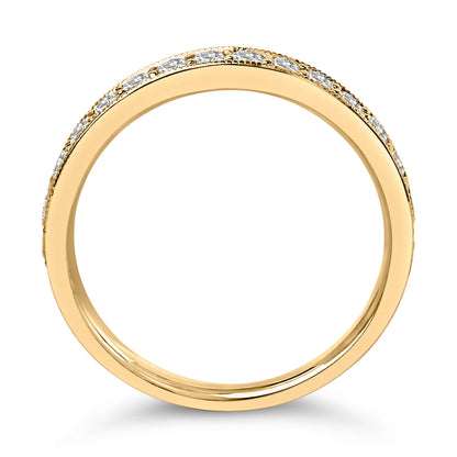 14K Yellow Gold 1/2 Cttw Round Diamond Milgrain Wedding Band Bids.com