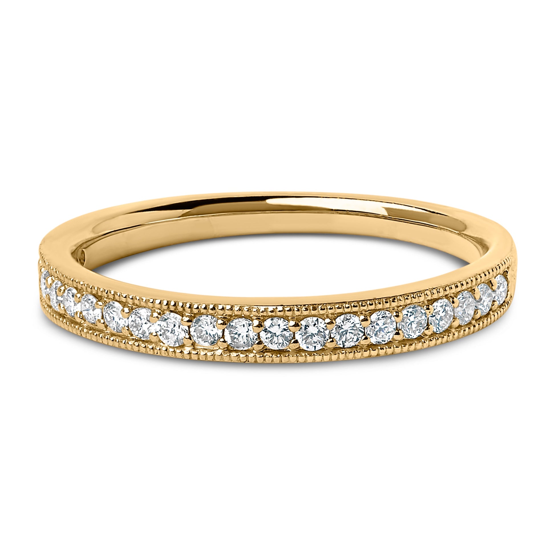 14K Yellow Gold 1/4 Cttw Round Diamond Milgrain Wedding Band (I-J Color, SI2-I1 Clarity) - Size 6.5 Bids.com