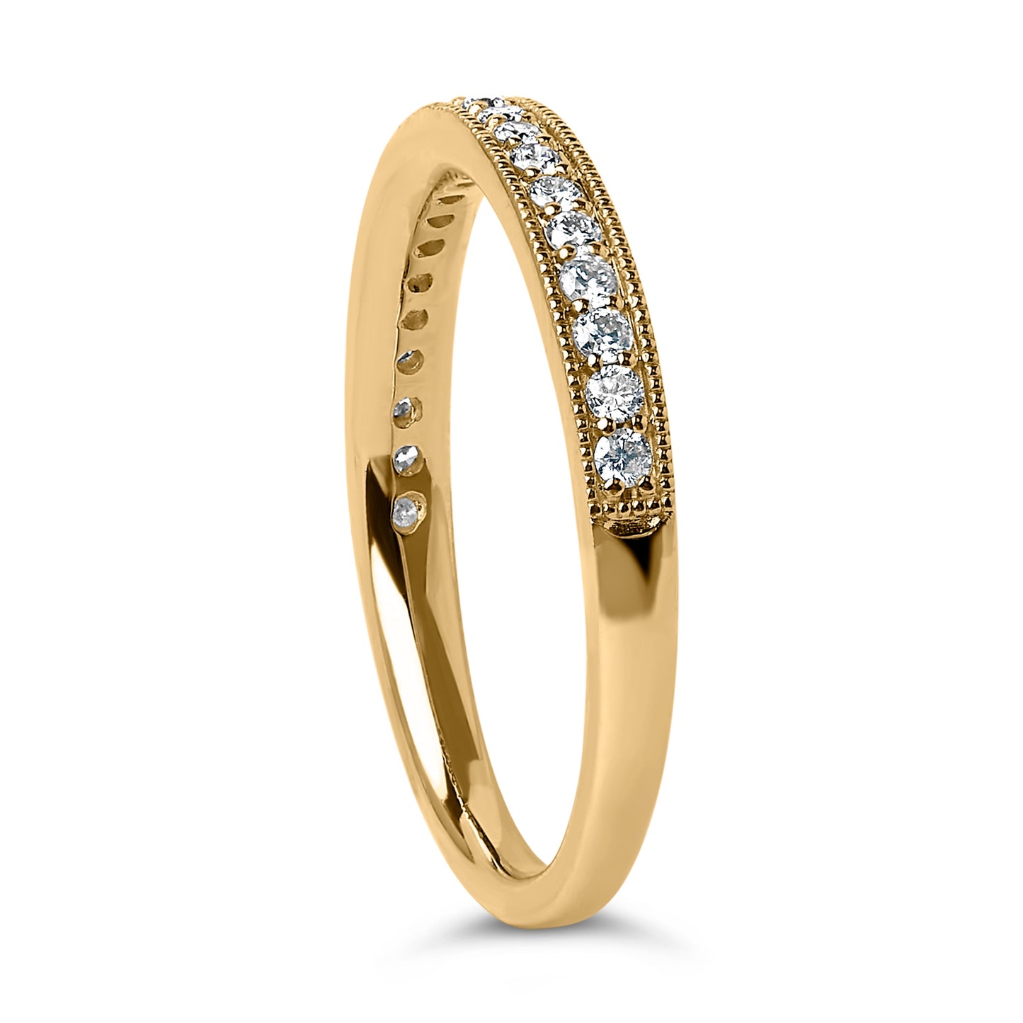 14K Yellow Gold 1/4 Cttw Round Diamond Milgrain Wedding Band (I-J Color, SI2-I1 Clarity) - Size 6.5 Bids.com