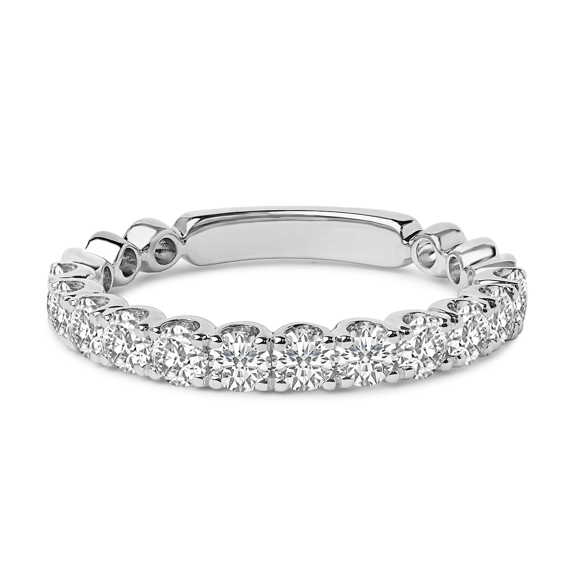14K White Gold 1.00 Cttw Round Diamond Prong Set Wedding Band Bids.com