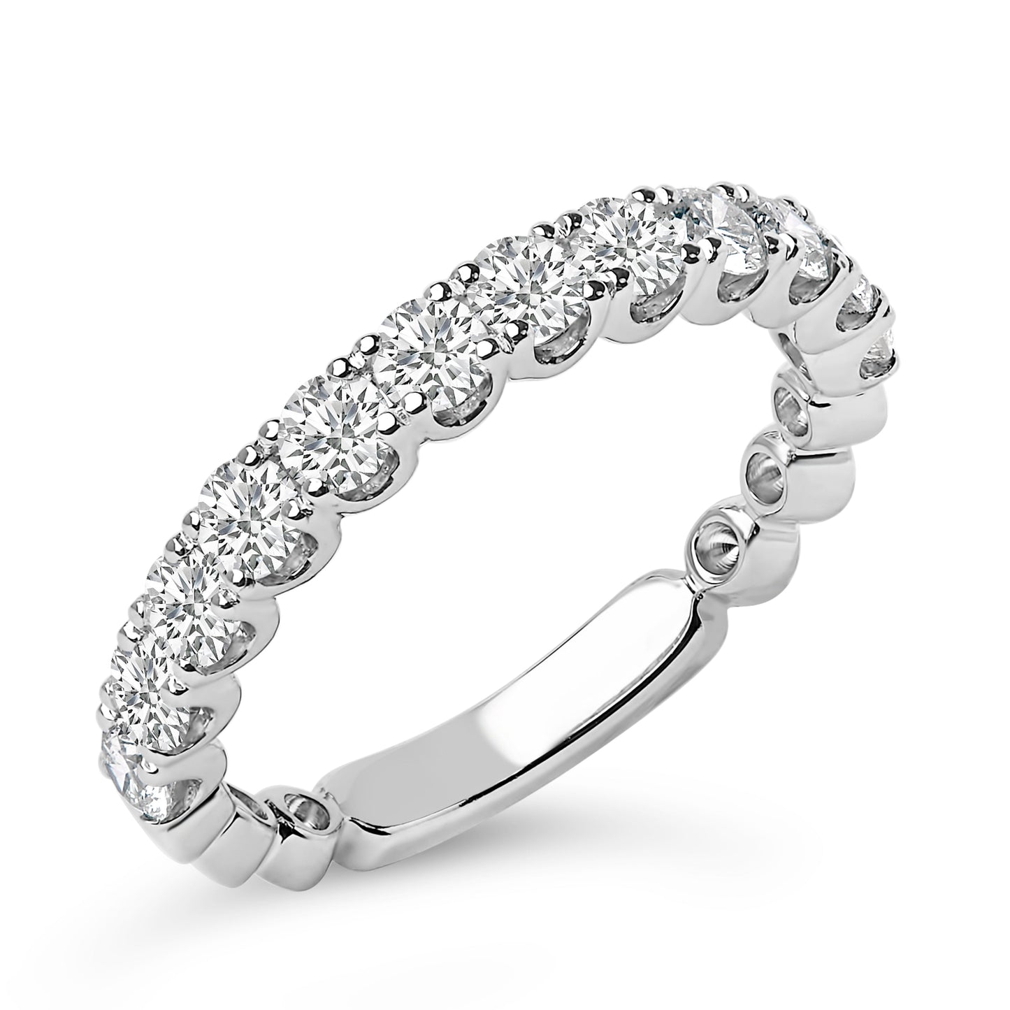 14K White Gold 1.00 Cttw Round Diamond Prong Set Wedding Band Bids.com