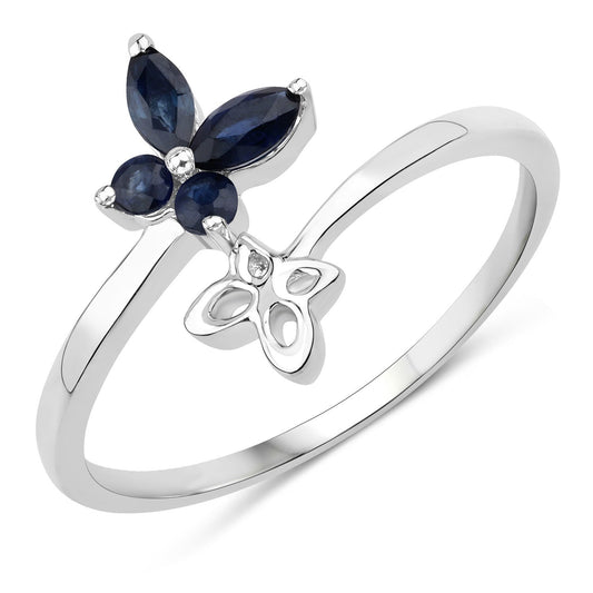 0.26 Carat Genuine Blue Sapphire .925 Sterling Silver Ring Bids.com