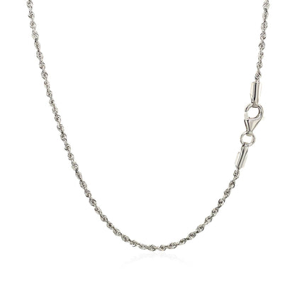 10k White Gold Solid Diamond Cut Rope Chain 1.5mm Bids.com