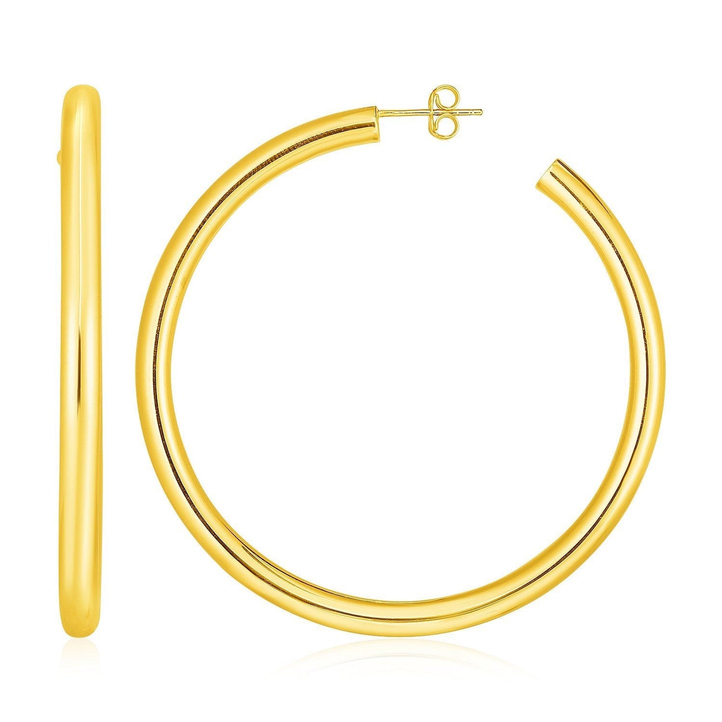 14k Yellow Gold Polished Hoop Earrings Bids.com