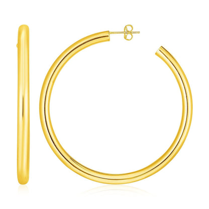 14k Yellow Gold Polished Hoop Earrings Bids.com