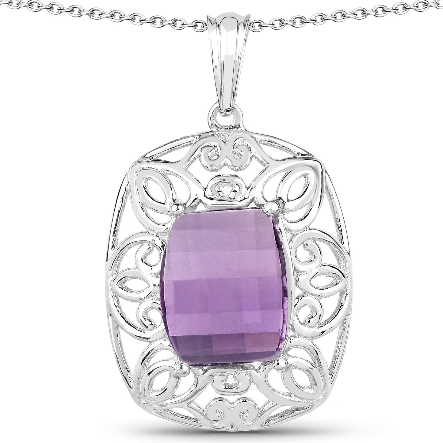 7.30 Carat Genuine Amethyst .925 Sterling Silver Pendant Bids.com