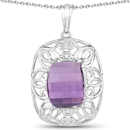 7.30 Carat Genuine Amethyst .925 Sterling Silver Pendant Bids.com