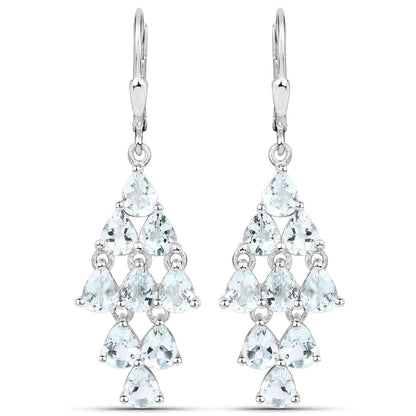 3.96 Carat Genuine Aquamarine .925 Sterling Silver Earrings Bids.com