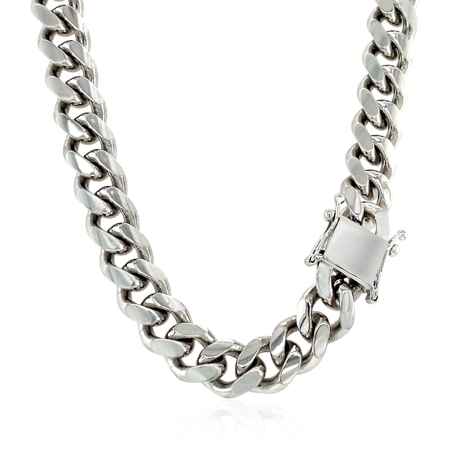 Sterling Silver Rhodium Plated Miami Cuban Chain 8.4mm Bids.com
