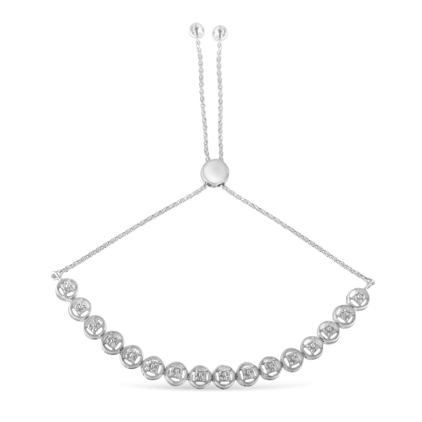.925 Sterling Silver 1/10 Cttw Round Diamond Bolo Bracelet (I-J Color, I3 Clarity) Bids.com