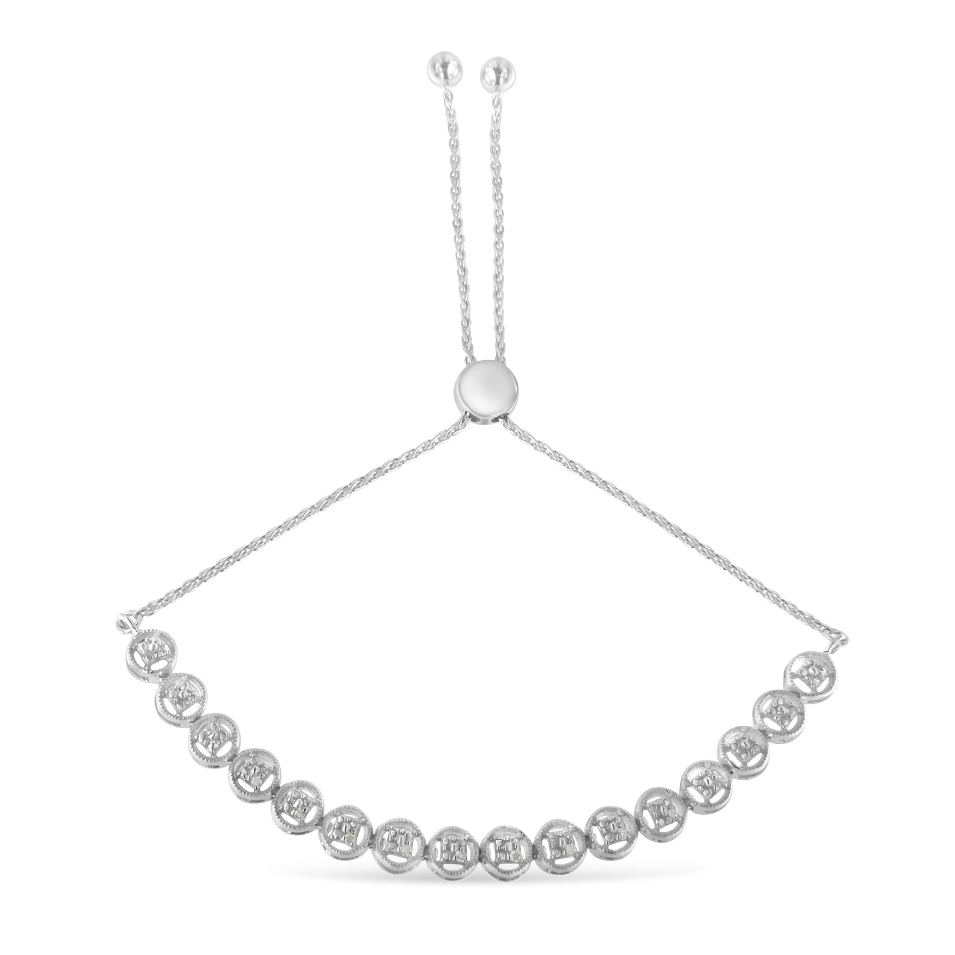.925 Sterling Silver 1/10 Cttw Round Diamond Bolo Bracelet (I-J Color, I3 Clarity) Bids.com