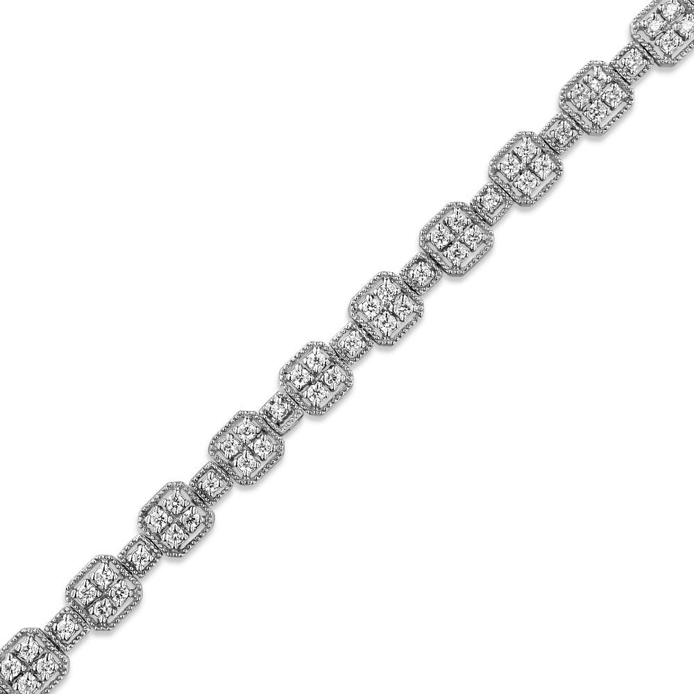 10K White Gold 2.0 Cttw Diamond Square Link Bracelet (J-K Color, I2-I3 Clarity) - Size 7.25" Bids.com