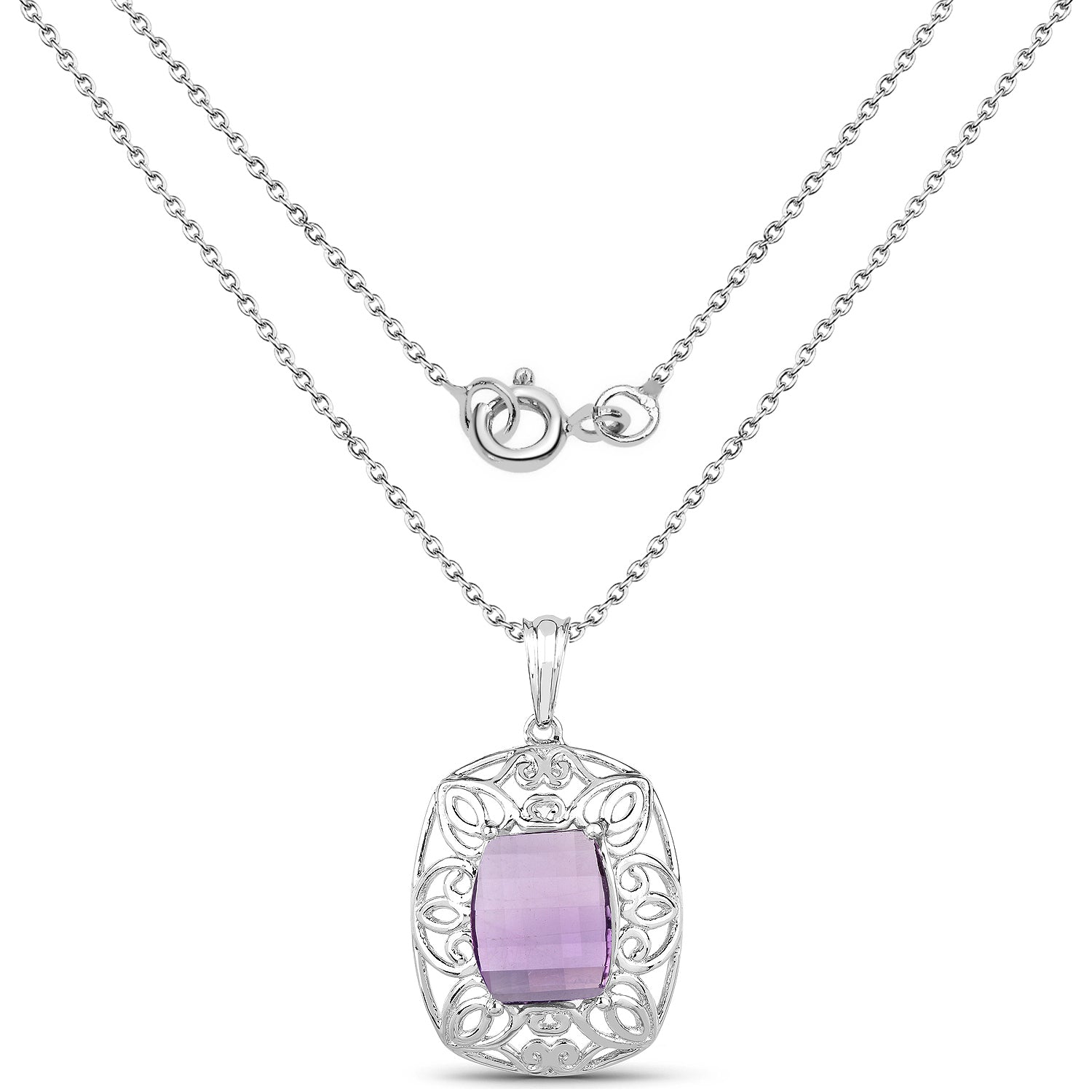 7.30 Carat Genuine Amethyst .925 Sterling Silver Pendant Bids.com