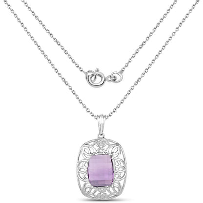 7.30 Carat Genuine Amethyst .925 Sterling Silver Pendant Bids.com