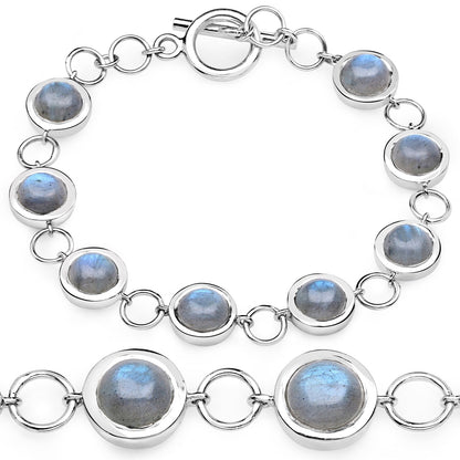 15.48 Carat Genuine Labradorite .925 Sterling Silver Bracelet Bids.com