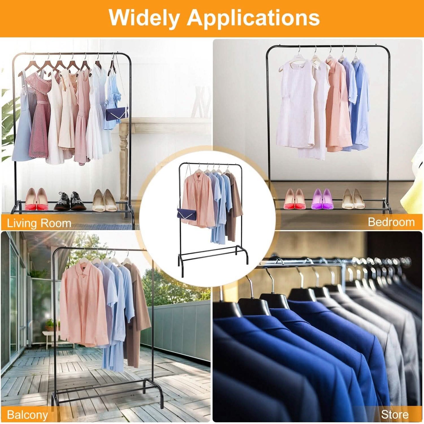 33Lbs Loading Garment Racks Freestanding with Bottom Shelf DailySale