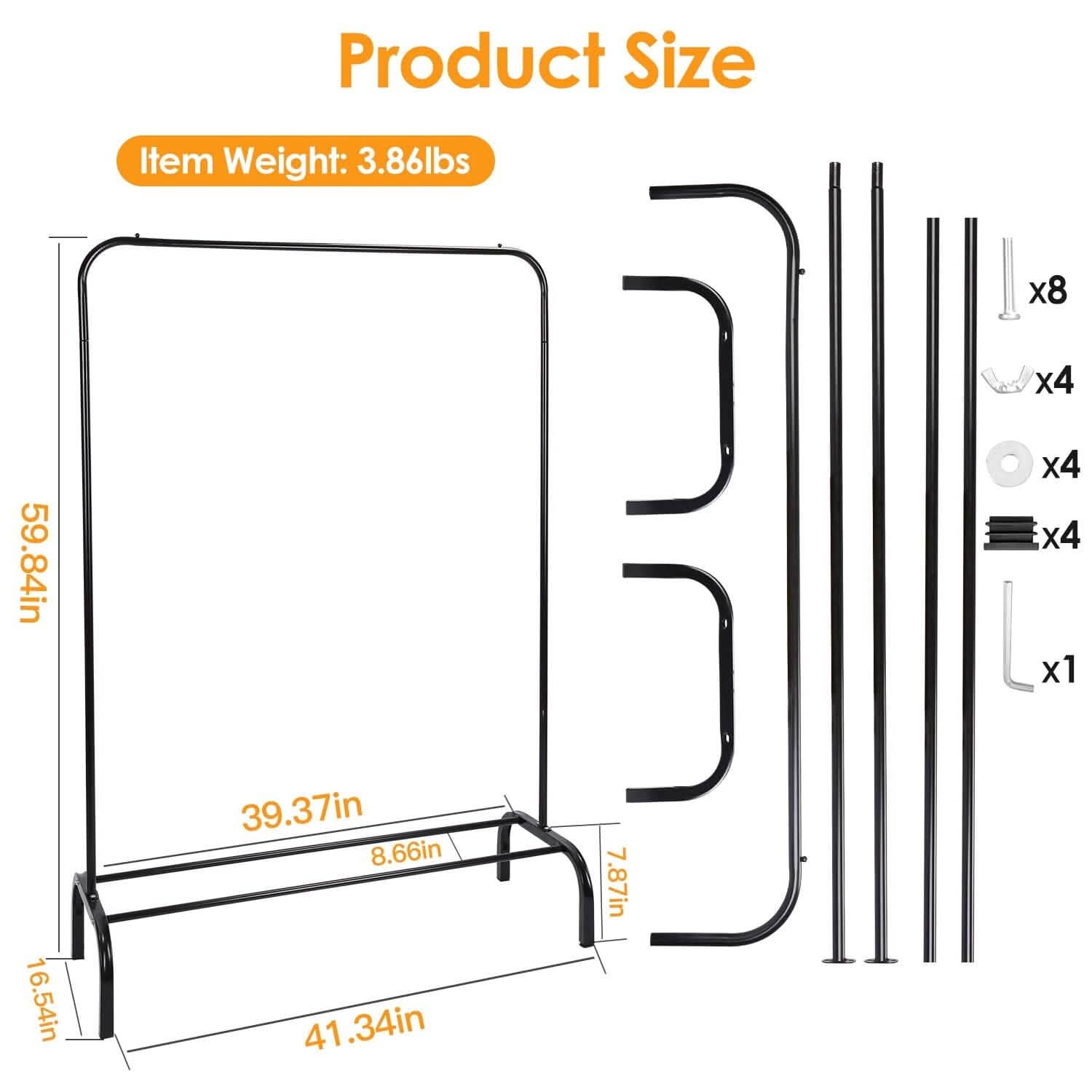 33Lbs Loading Garment Racks Freestanding with Bottom Shelf DailySale