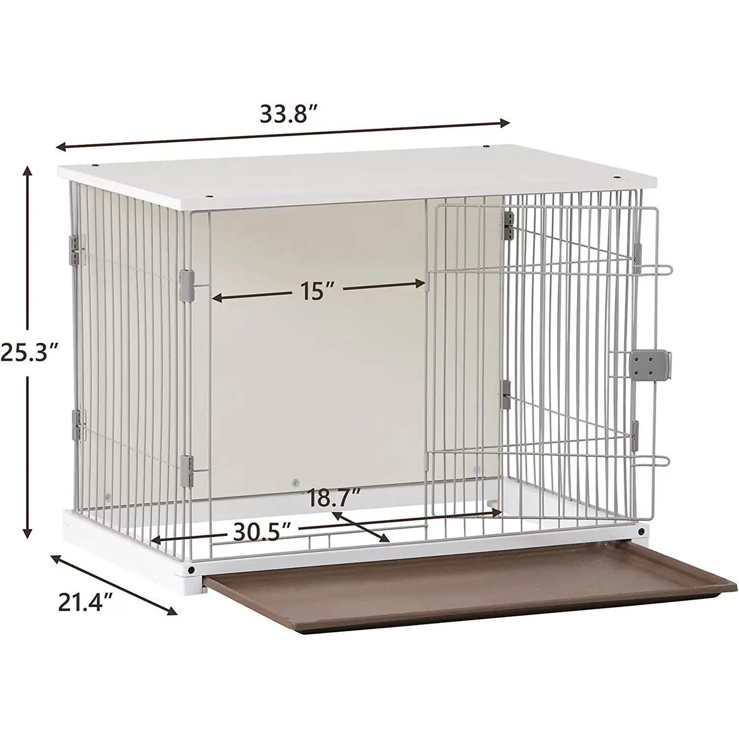 34" Long Elegant Wood Frame White Dog Cage DailySale