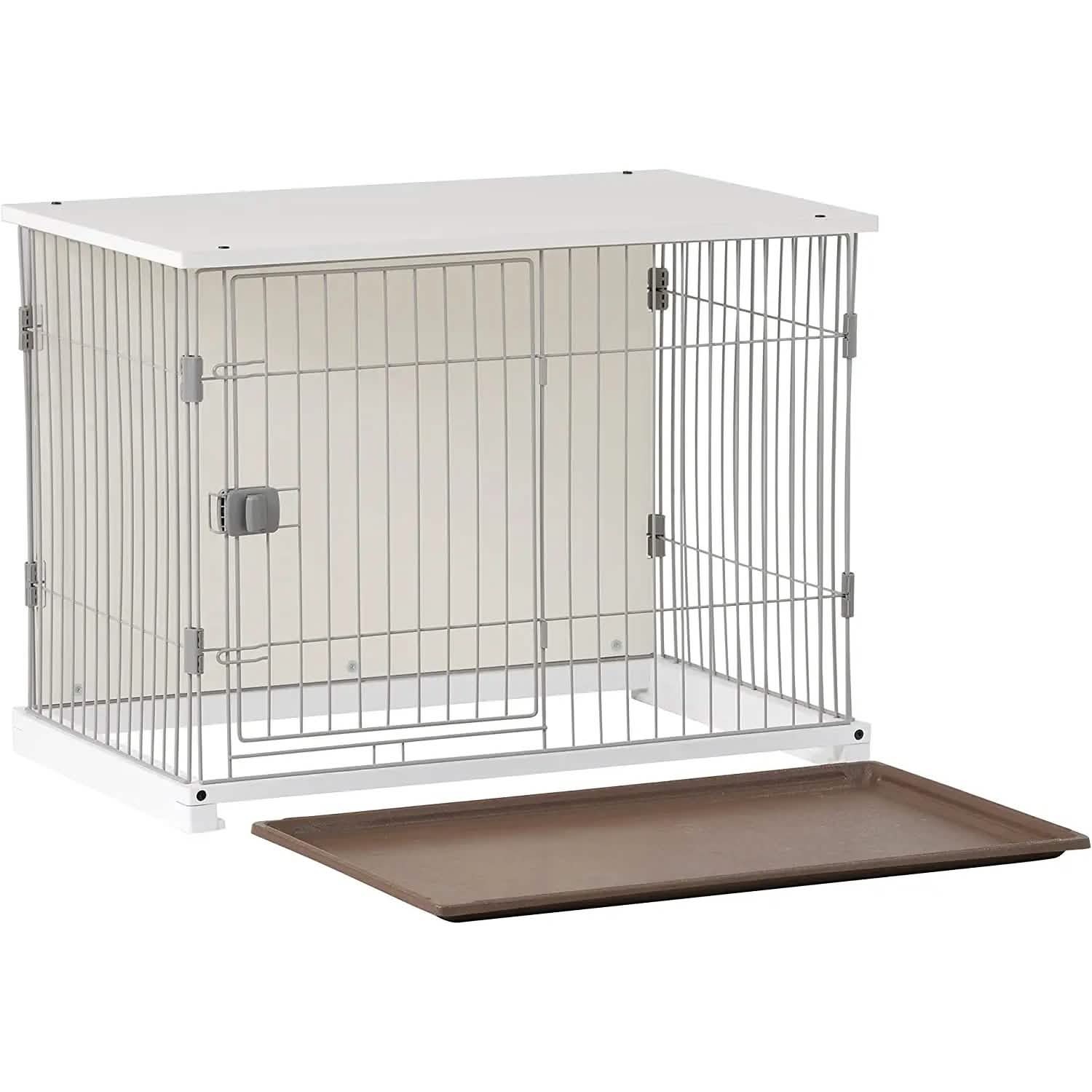 34" Long Elegant Wood Frame White Dog Cage DailySale