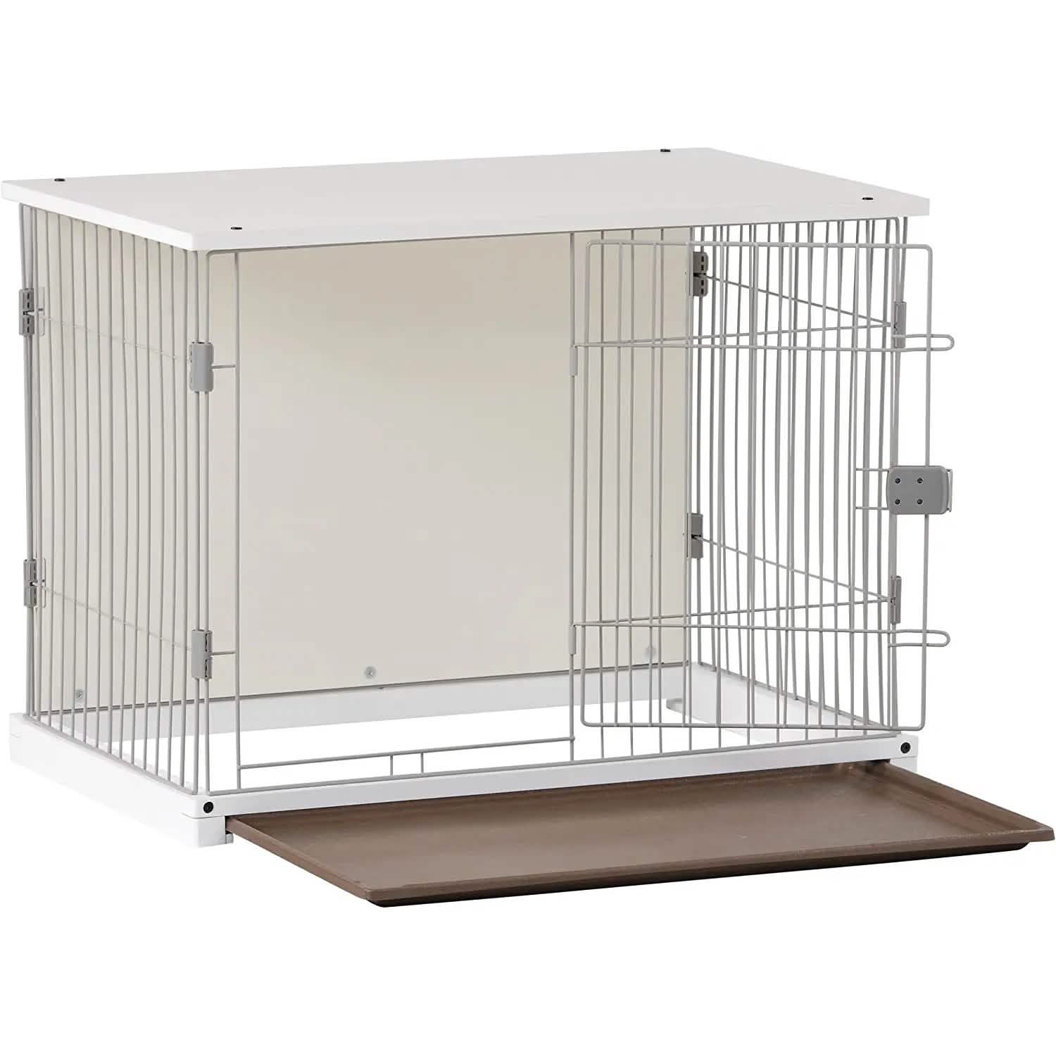 34" Long Elegant Wood Frame White Dog Cage DailySale
