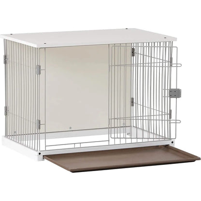 34" Long Elegant Wood Frame White Dog Cage DailySale