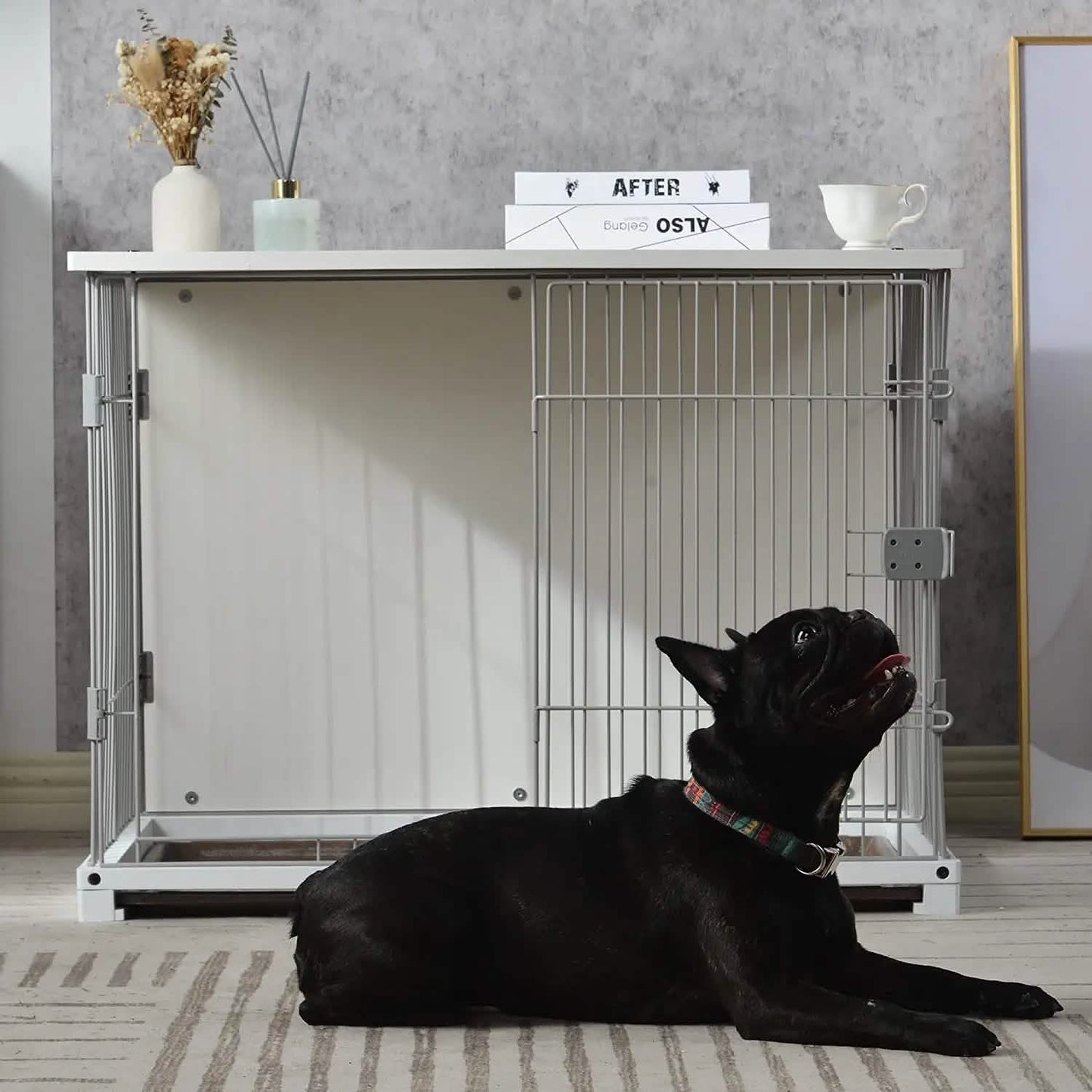 34" Long Elegant Wood Frame White Dog Cage DailySale