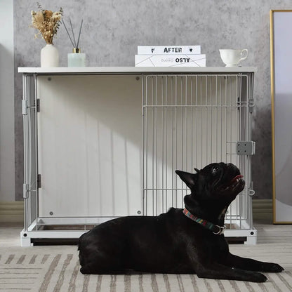 34" Long Elegant Wood Frame White Dog Cage DailySale