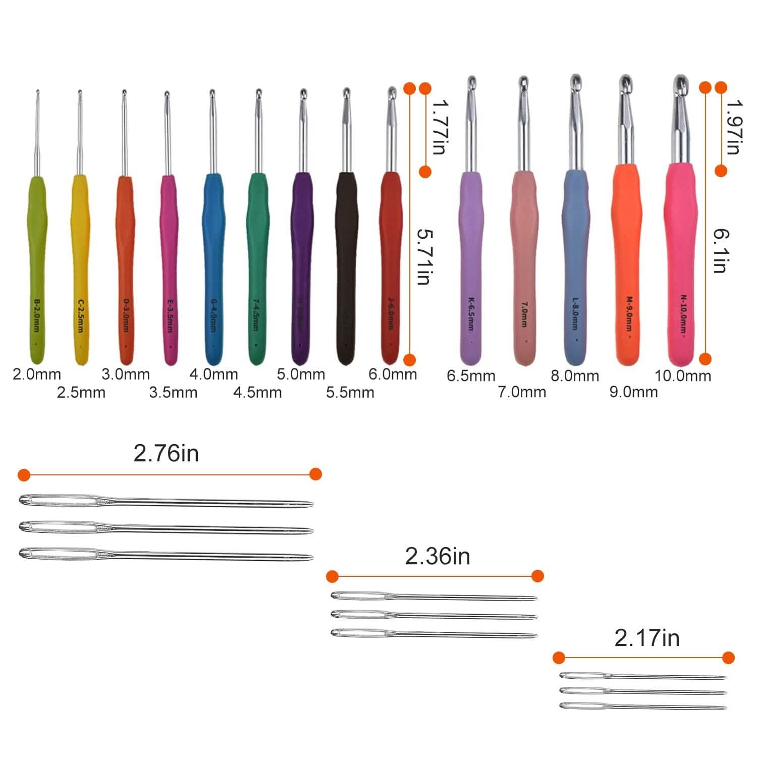 34-Piece Set: Aluminum Handle Crochet Hook Needles Knitting Tool DailySale