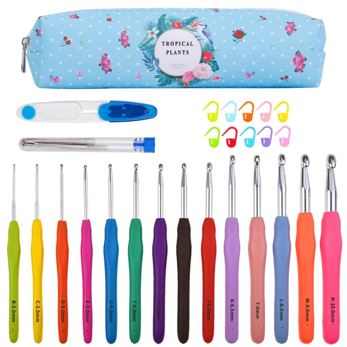34-Piece Set: Aluminum Handle Crochet Hook Needles Knitting Tool DailySale