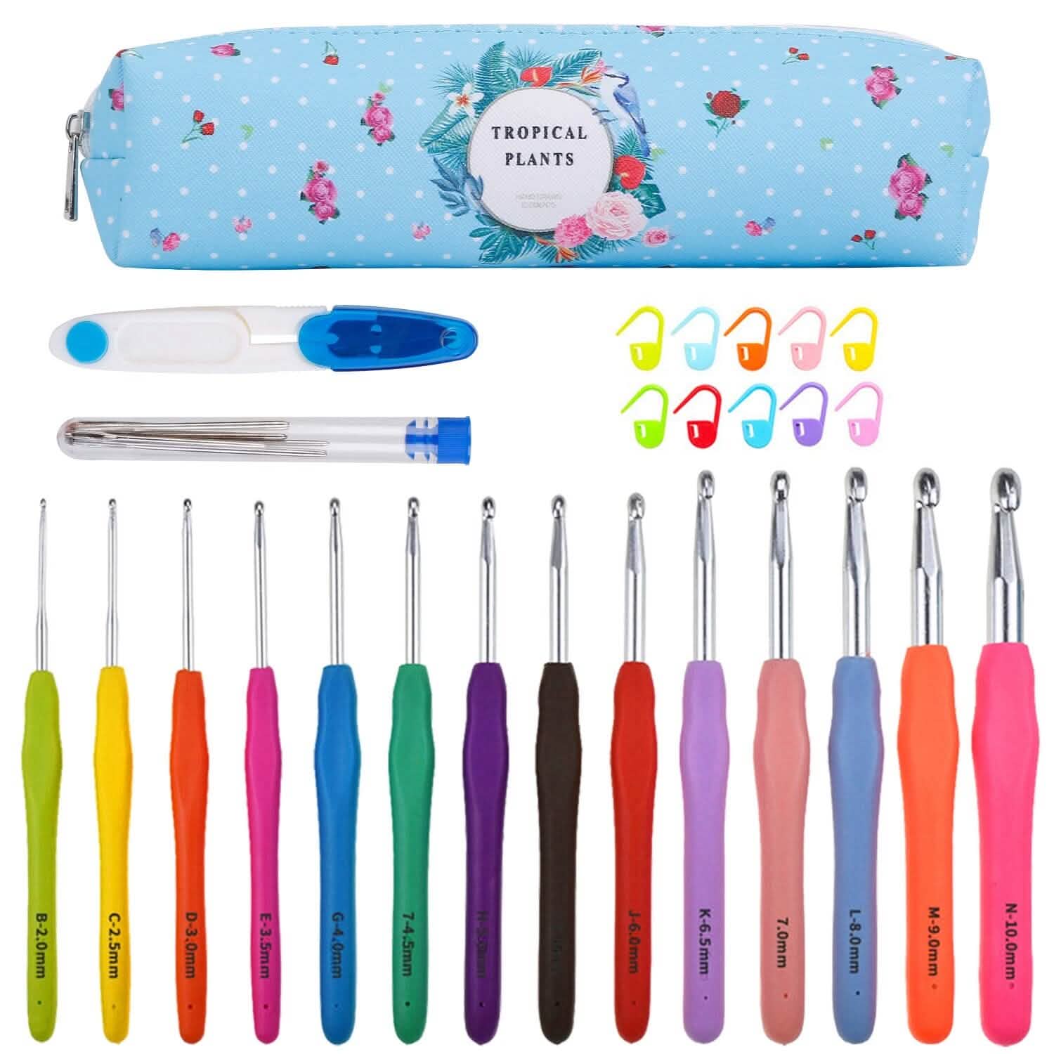 34-Piece Set: Aluminum Handle Crochet Hook Needles Knitting Tool DailySale
