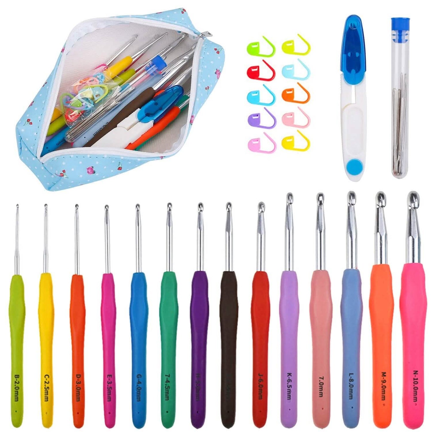 34-Piece Set: Aluminum Handle Crochet Hook Needles Knitting Tool DailySale