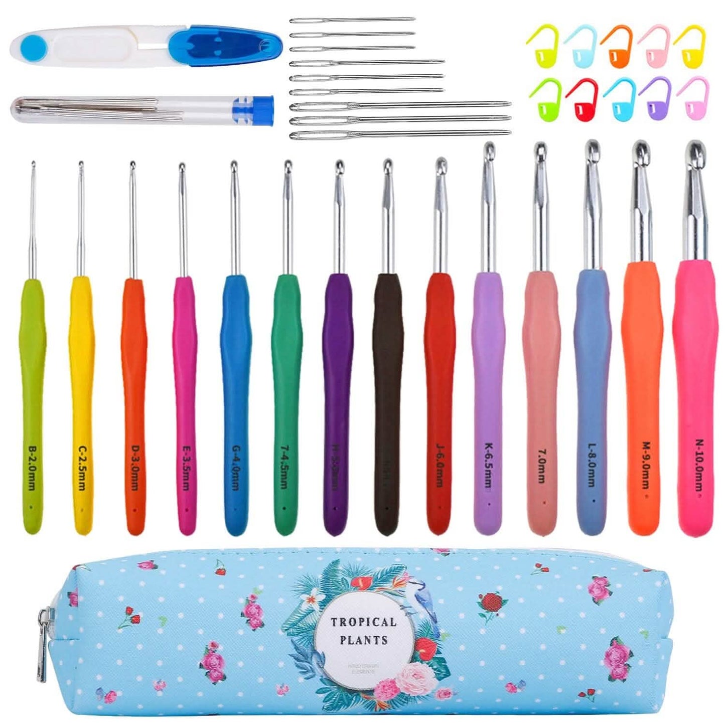 34-Piece Set: Aluminum Handle Crochet Hook Needles Knitting Tool DailySale