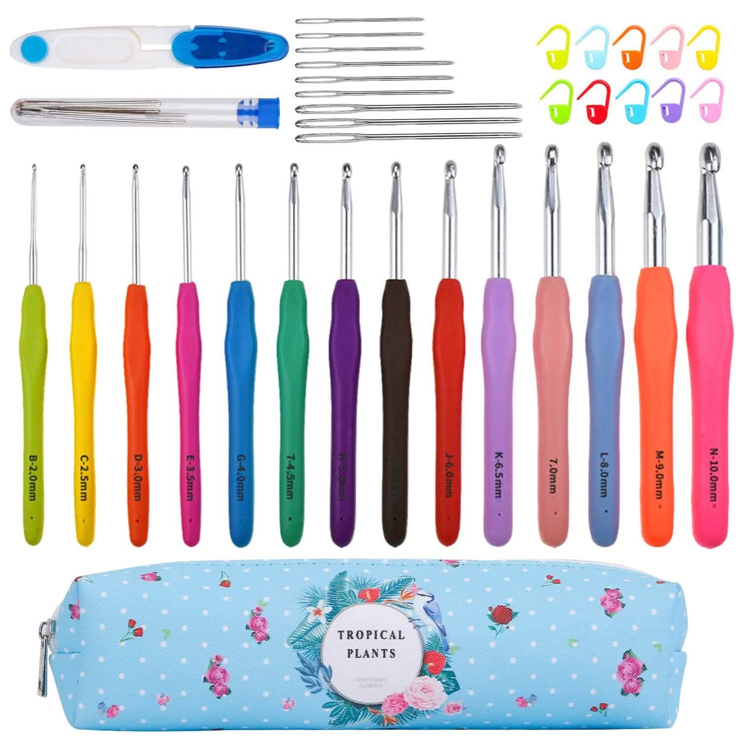 34-Piece Set: Aluminum Handle Crochet Hook Needles Knitting Tool DailySale