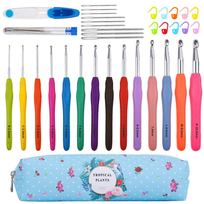 34-Piece Set: Aluminum Handle Crochet Hook Needles Knitting Tool DailySale