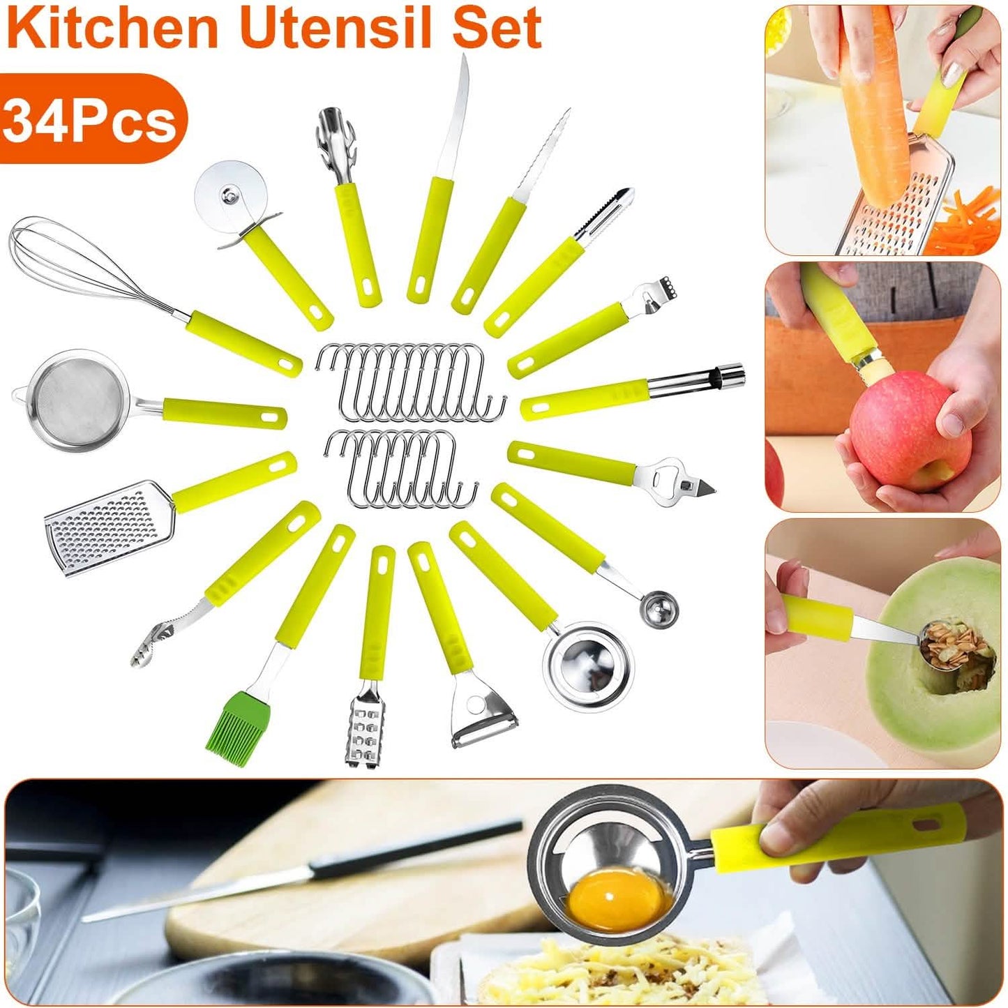 34-Pieces Set: Stainless Steel Kitchen Gadget Tools Set DailySale